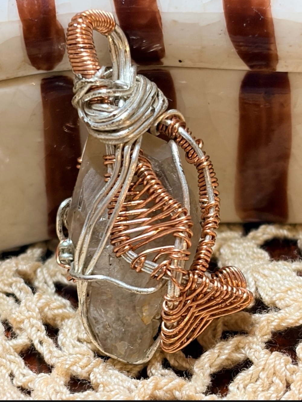 Handcrafted Artisan Mixed-Metal Wire-Wrapped Powerful Manifestation Pendant